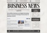 Image of a mock-up newspaper for business news about MicroOffice Solutions and Digital Marketing Partner LLC collaboration